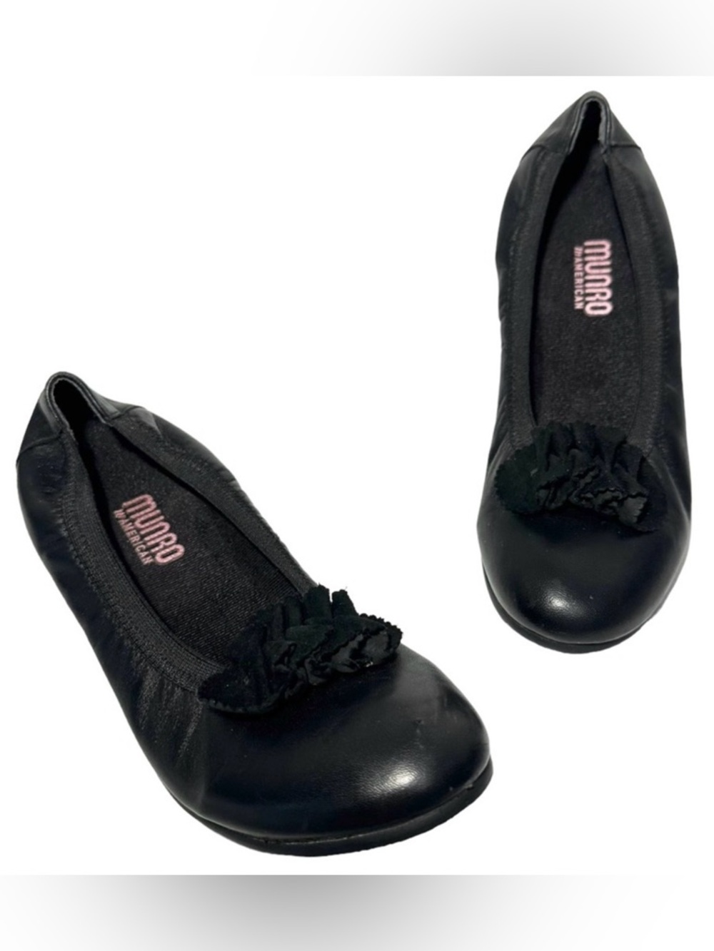 Munro Ballet Flats 6 Black Leather